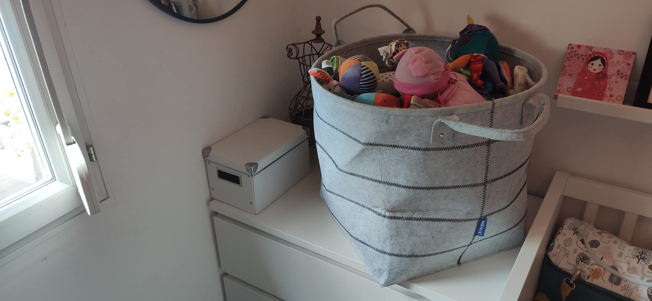 Wenko Nella XL cesto feltro grigio 129 l con manici