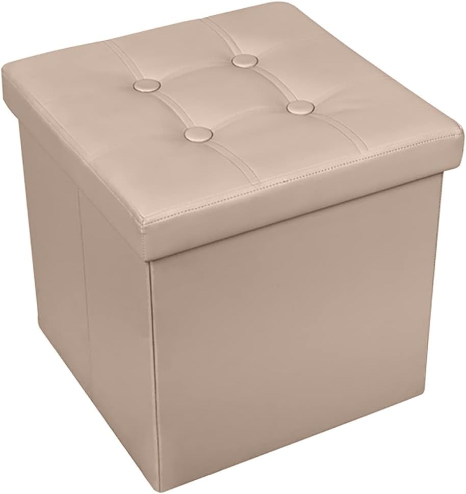 Cecaro Group Pouf Contenitore 38x38 Panna Ecopelle