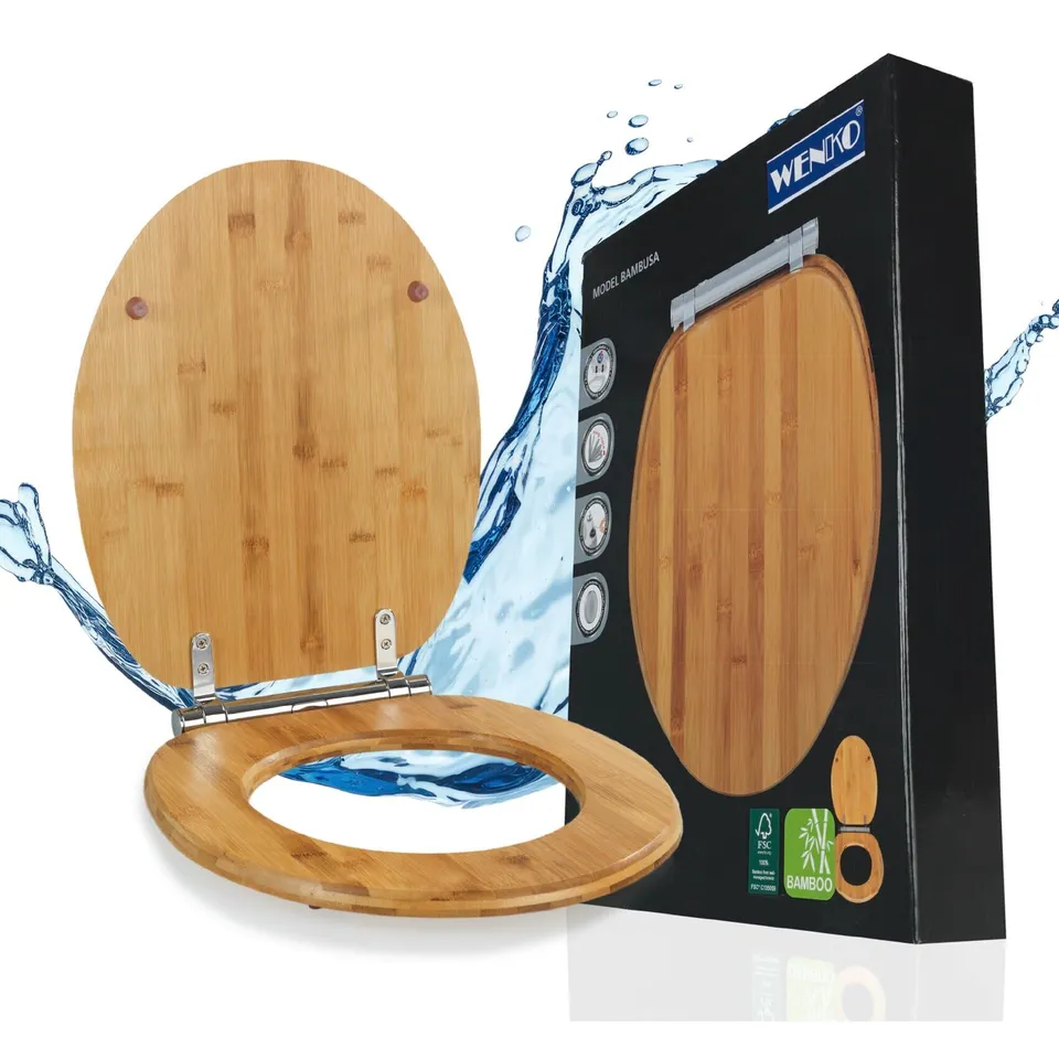 Wenko Bambusa sedile wc bambù easy-close 34,5 cm