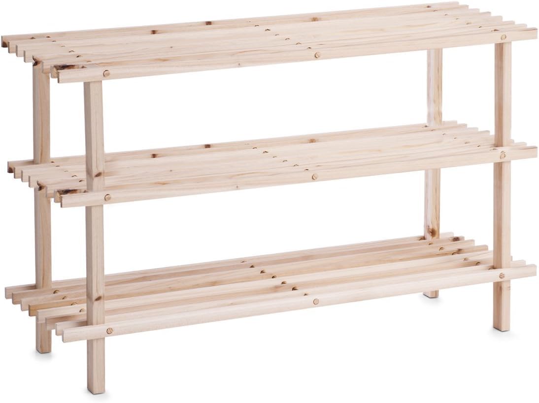 Cecaro Group scarpiera legno 3 ripiani 63x48x26 cm naturale