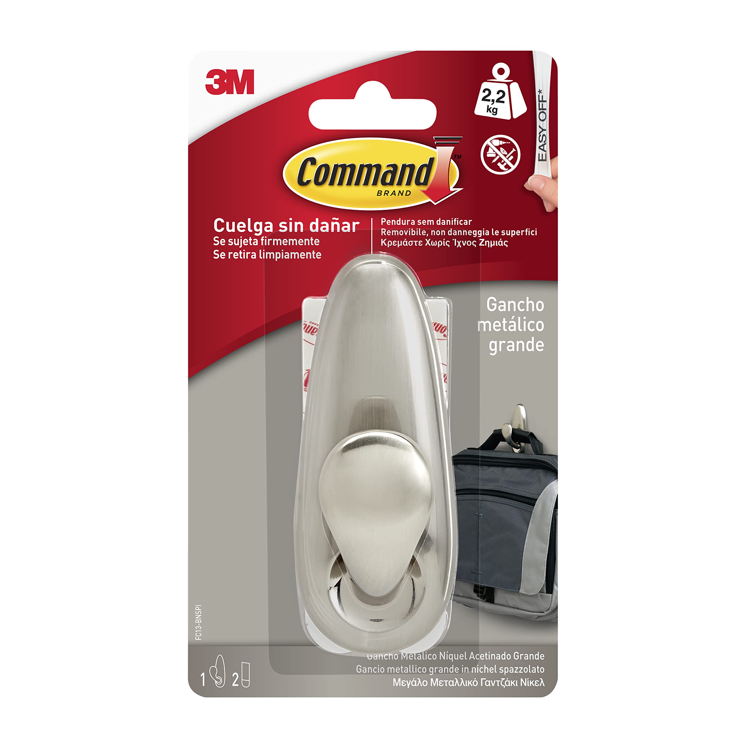 Command 16804 Gancio Adesivo L Argento 2,3kg 1 Pezzo