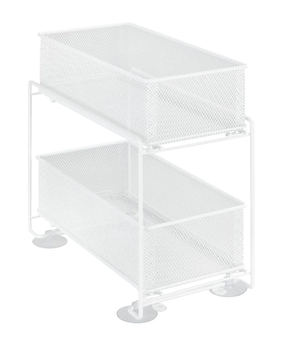 Wenko Gioma scaffale divisorio bianco 2 cestelli metallo