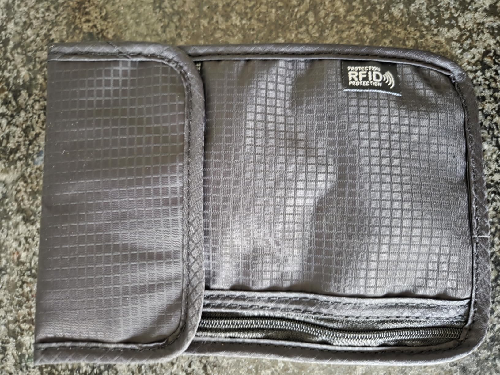 Quelcc Portadocumenti da Collo Grigio RFID Nylon