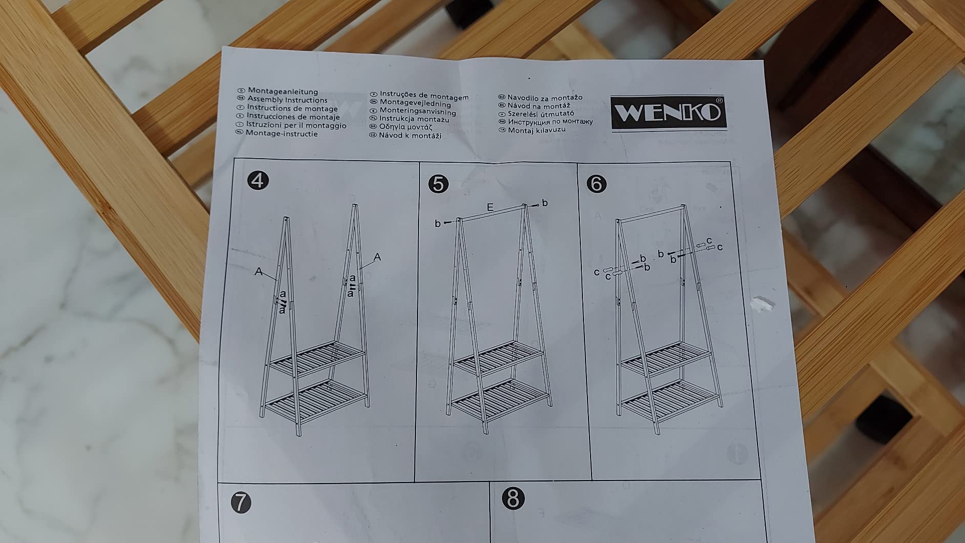 Wenko Honolulu appendiabiti bambu con rotelle 76 cm