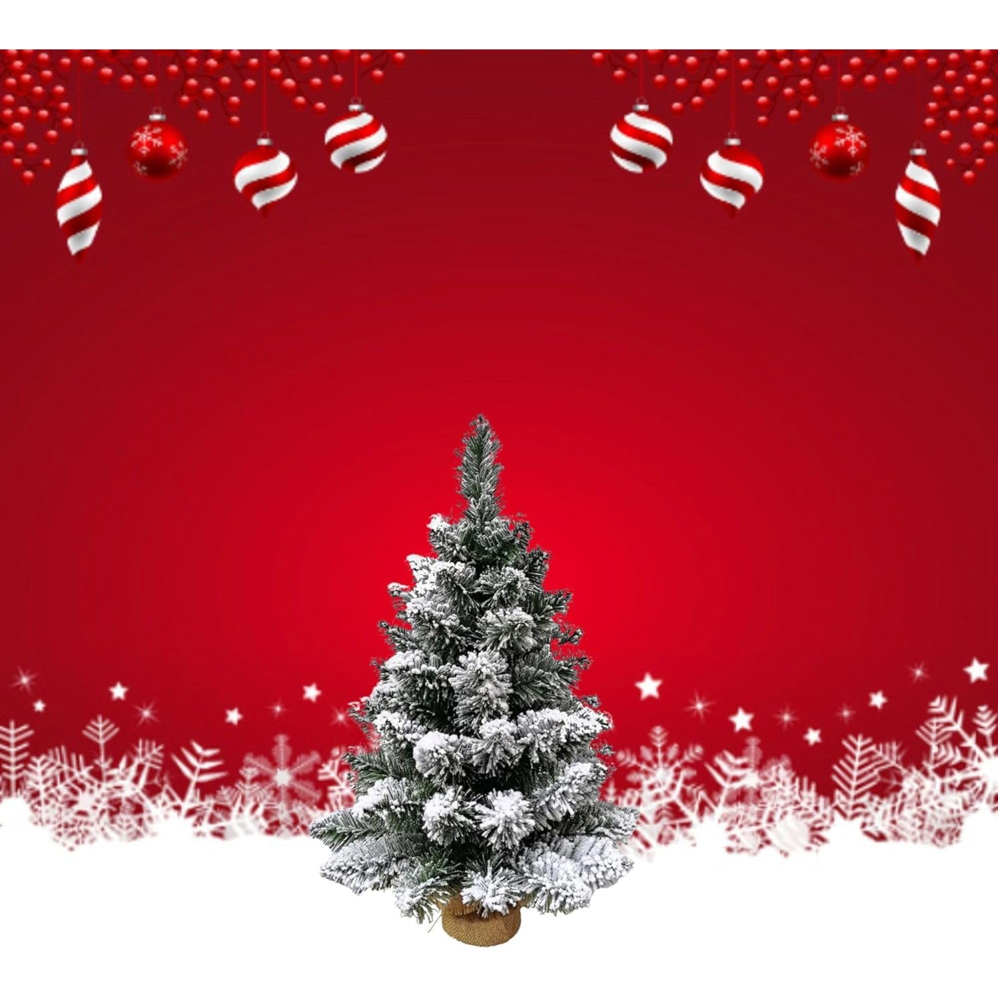 Cecaro Group Albero Innevato 60 cm 60 Punte Base Juta