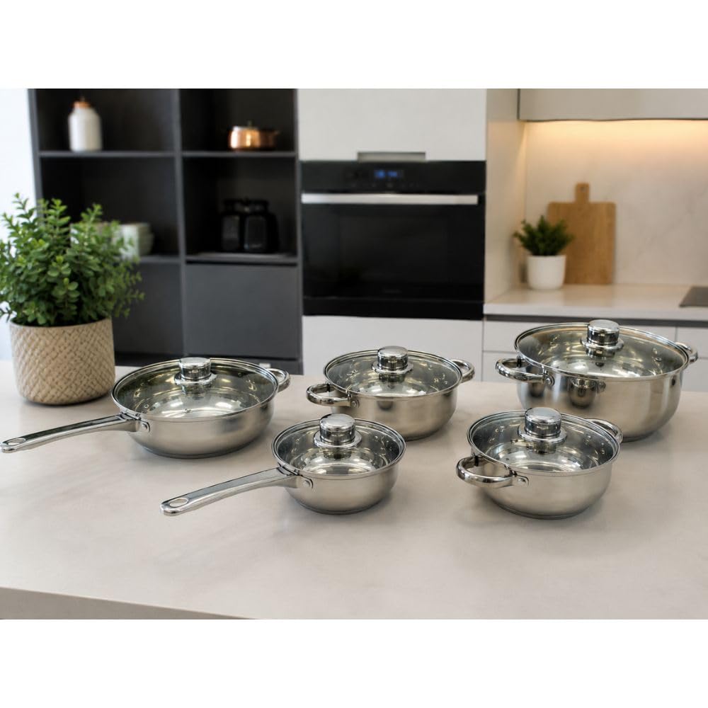 Cecaro Group Batteria Pentole 10 Pezzi Acciaio Inox Induzione