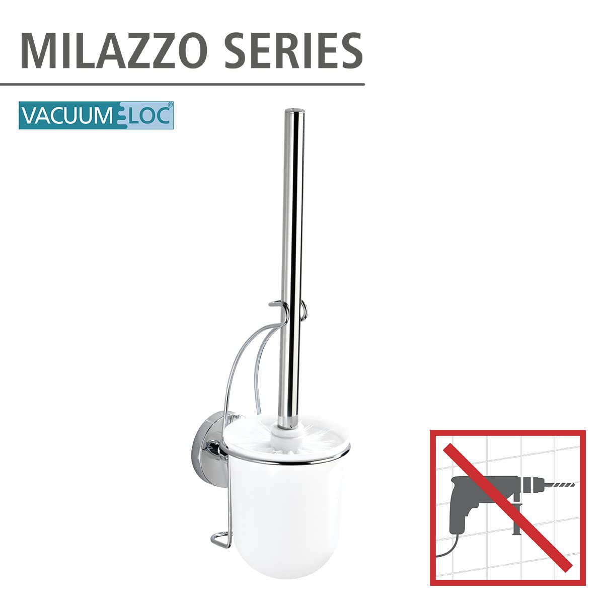 Wenko Milazzo Vacuum-Loc portascopino 12x10x36,5 cm cromo