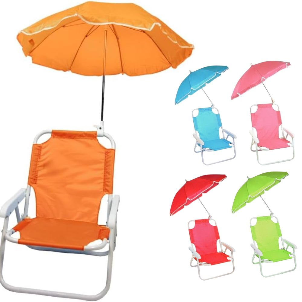 Cecaro Group Spiaggina con Ombrello Sedia Pieghevole Verde 47x37 cm