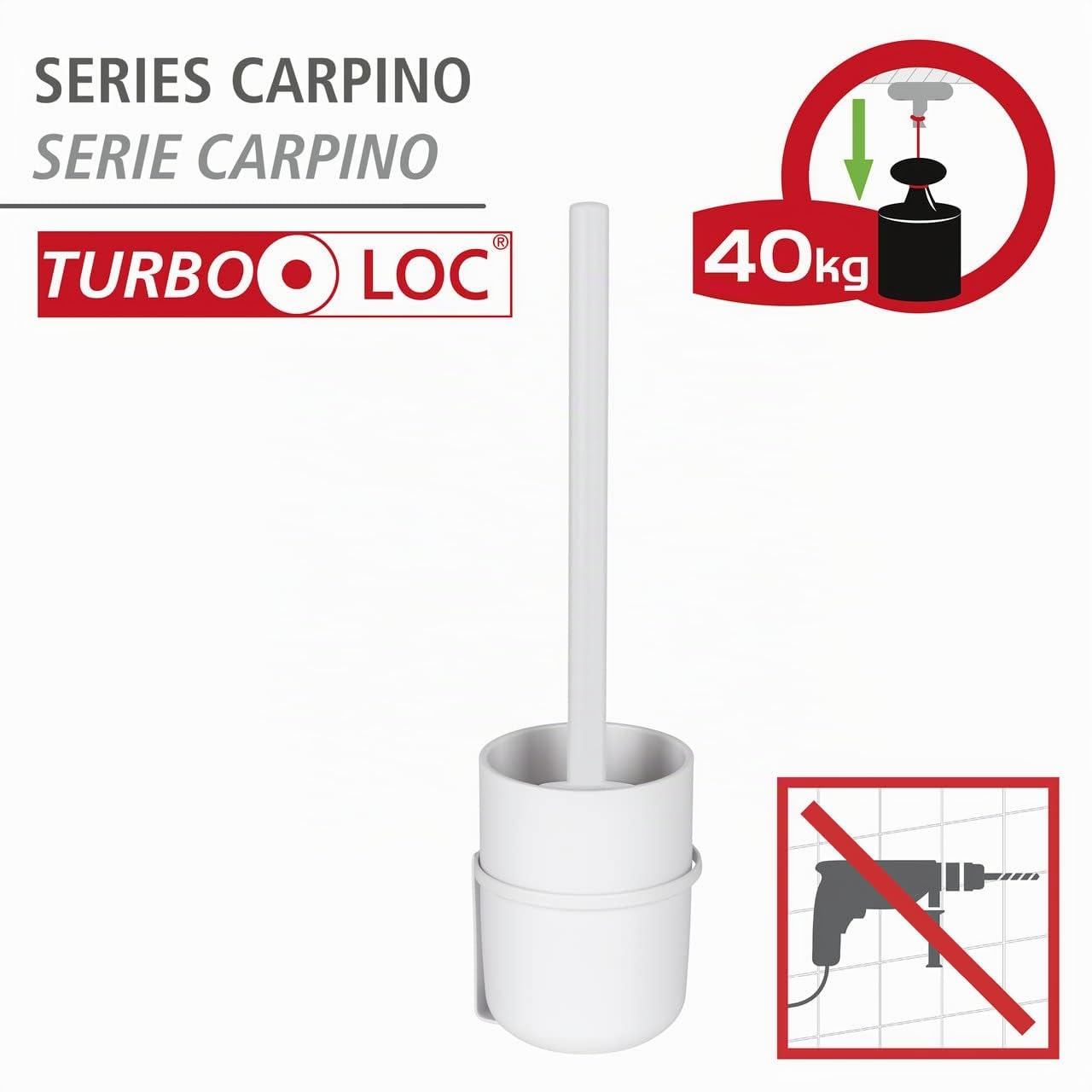 Wenko Carpino Turbo-Loc scopino WC bianco 9,5x35x10 cm