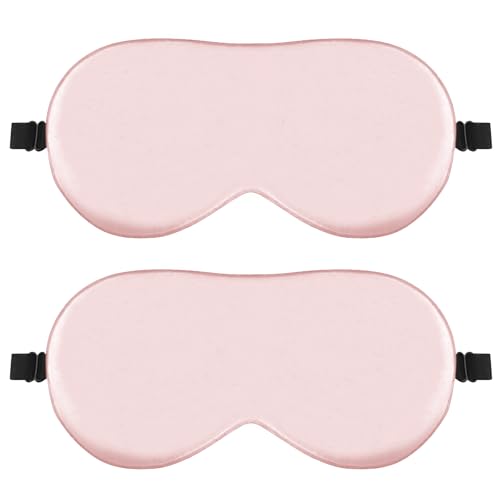 Quelcc Maschera Occhi Notte in Seta 2 pz Rosa Oscurante