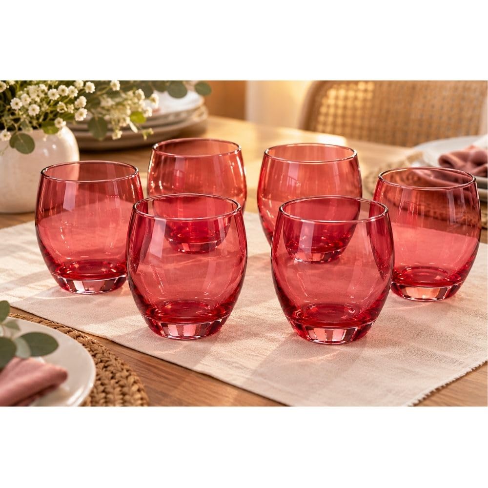 Cecaro Group Set 12 Bicchieri Rossi Vetro 350 ml Lisci