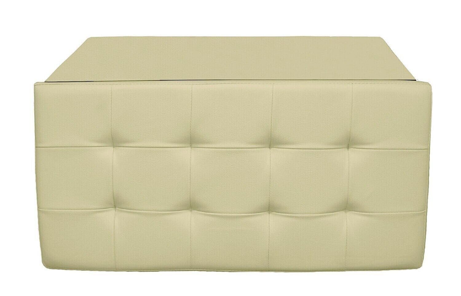 Pouf contenitore beige ecopelle 76x38 cm trapuntato