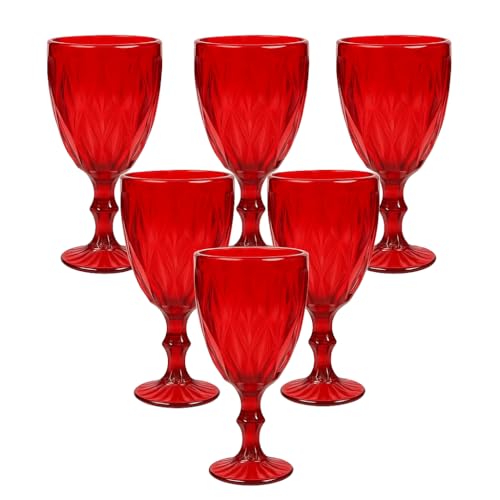 Cecaro Group Set 6 Calici Vetro Rosso 320 ml Natalizi