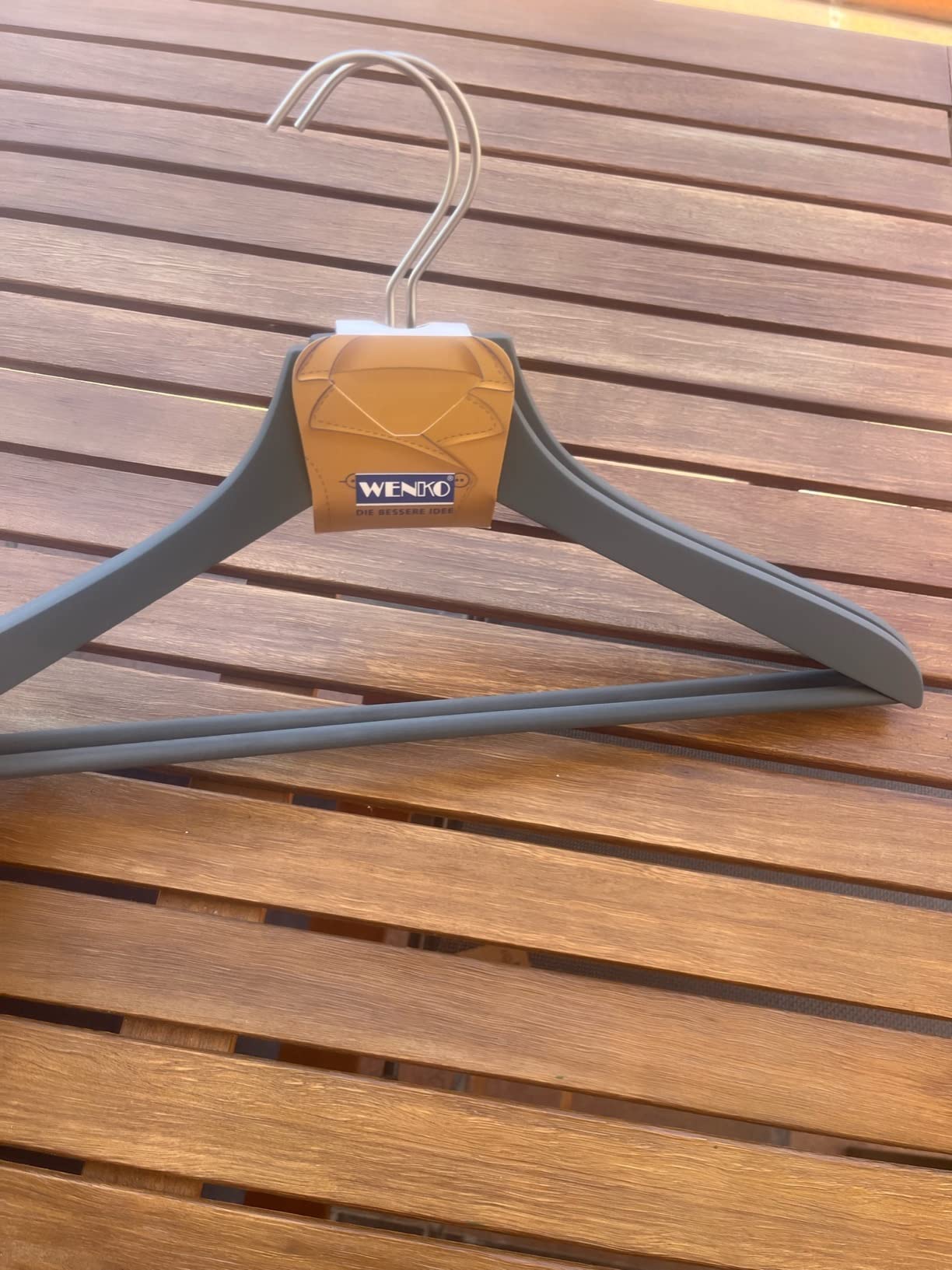 Wenko Tokio Gruccia Legno Grigio Antiscivolo 2 Pezzi Salvaspazio