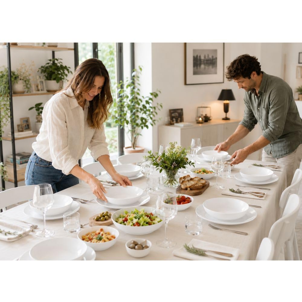 Cecaro Group servizio piatti ceramica 12 pezzi bianco 6 persone