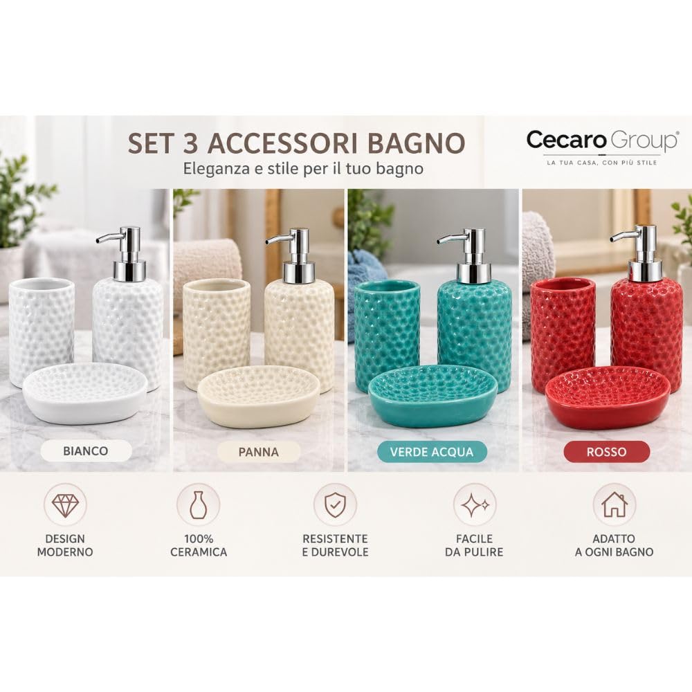 Cecaro Group set bagno 3 pezzi ceramica colorato a bolle