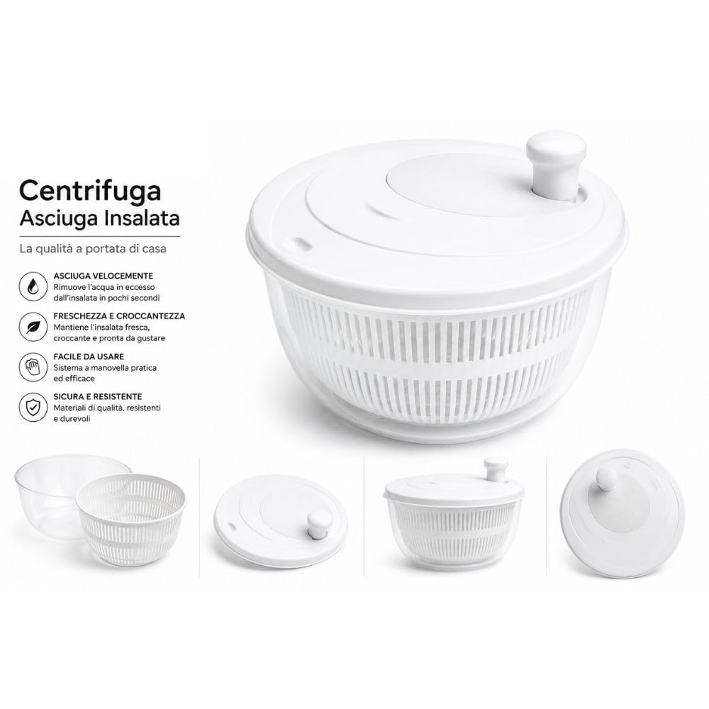 Cecaro Group Centrifuga Insalata 24 cm Plastica con Manopola