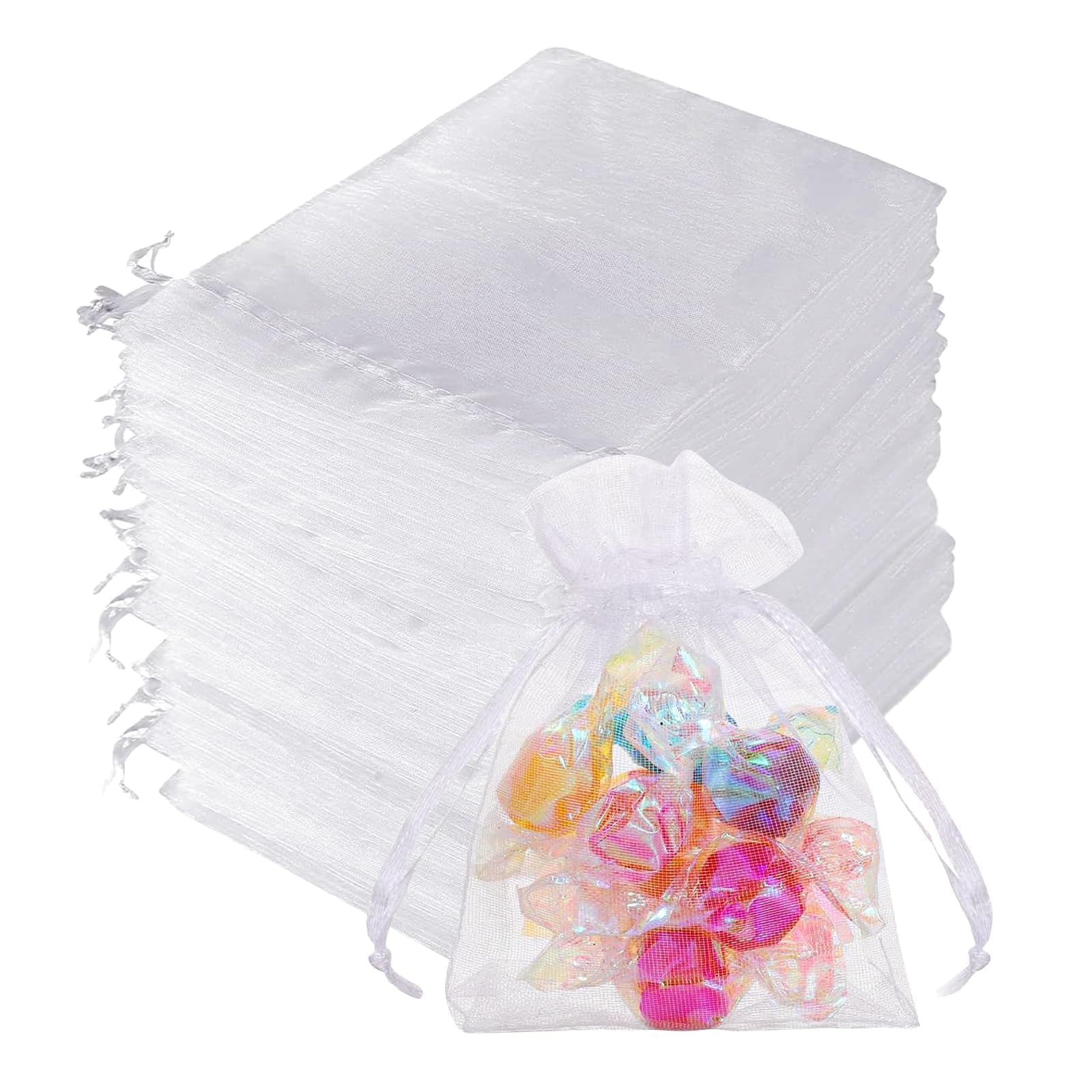 Quelcc sacchetti organza bianchi 7x9 cm 100 pz