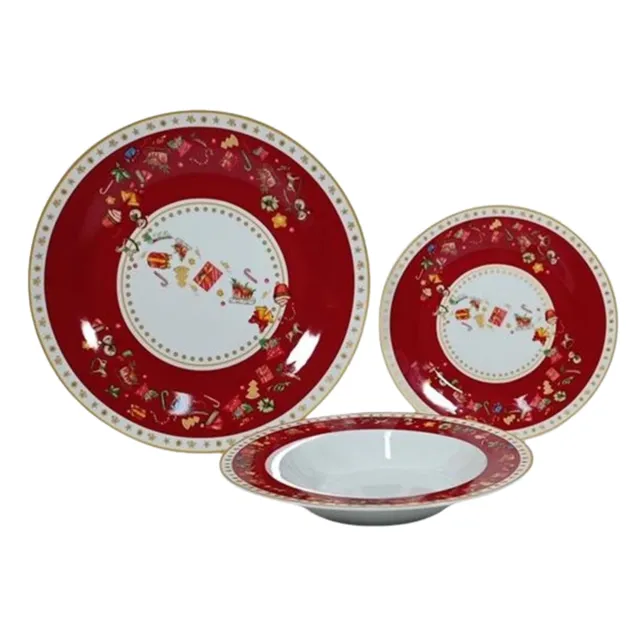 Cecaro Group set 18 piatti porcellana Natale per 6 persone