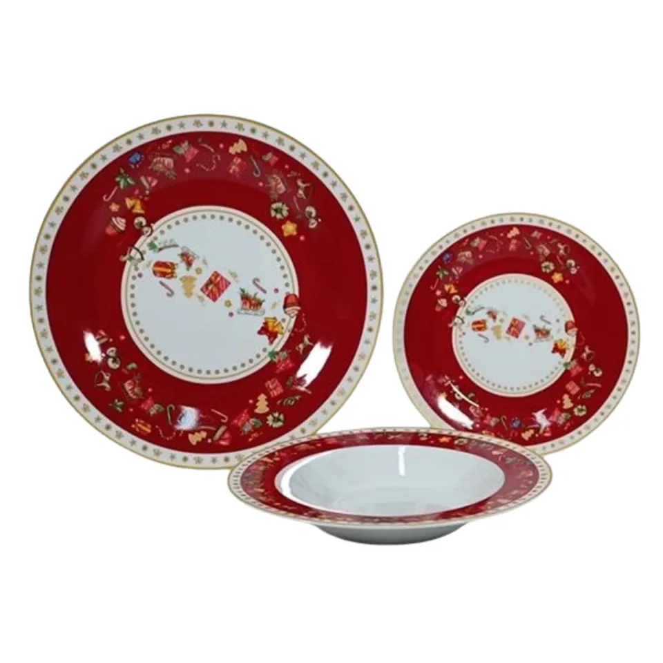 Cecaro Group set 18 piatti porcellana Natale per 6 persone