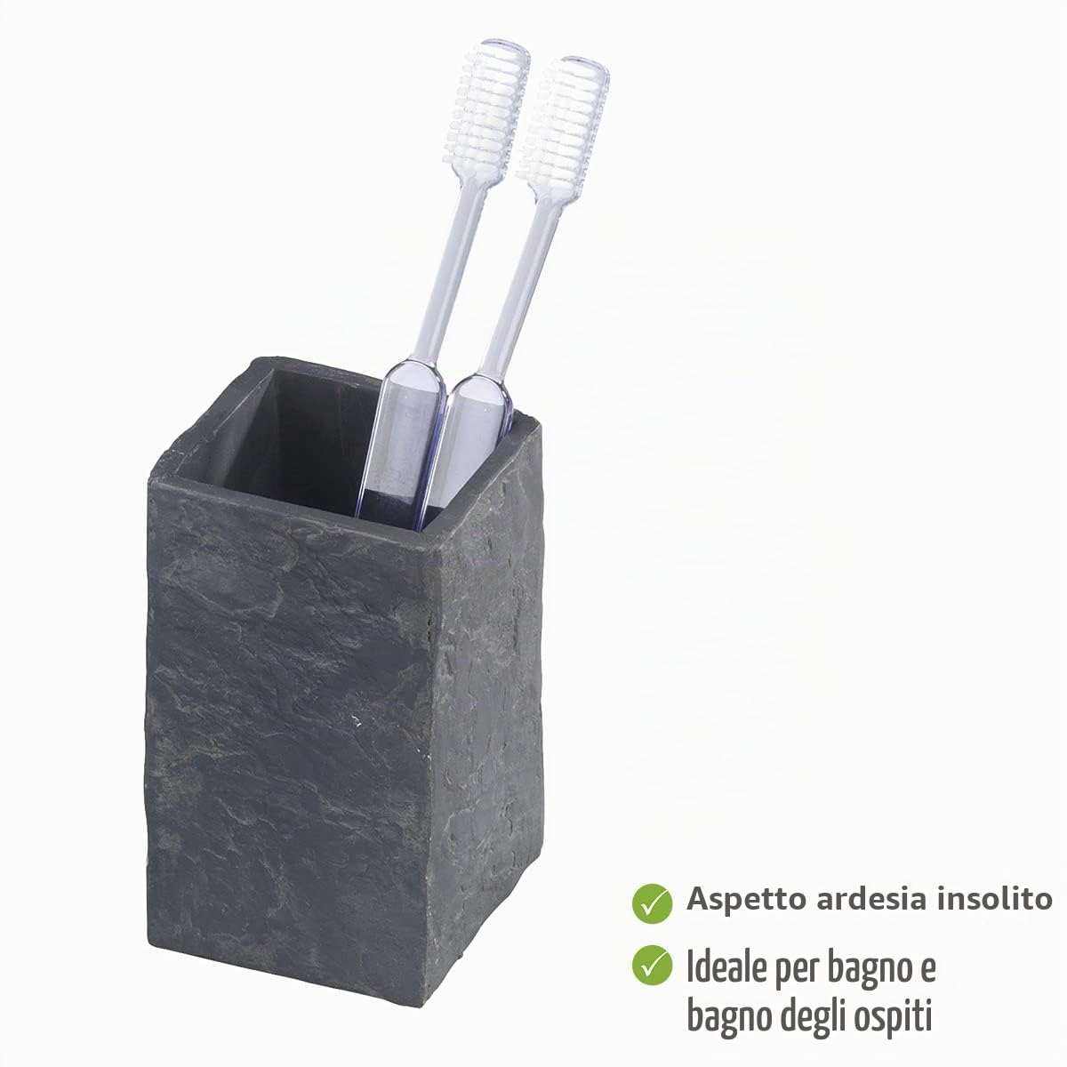 Wenko 17920100 Slate Rock bicchiere portaspazzolini antracite