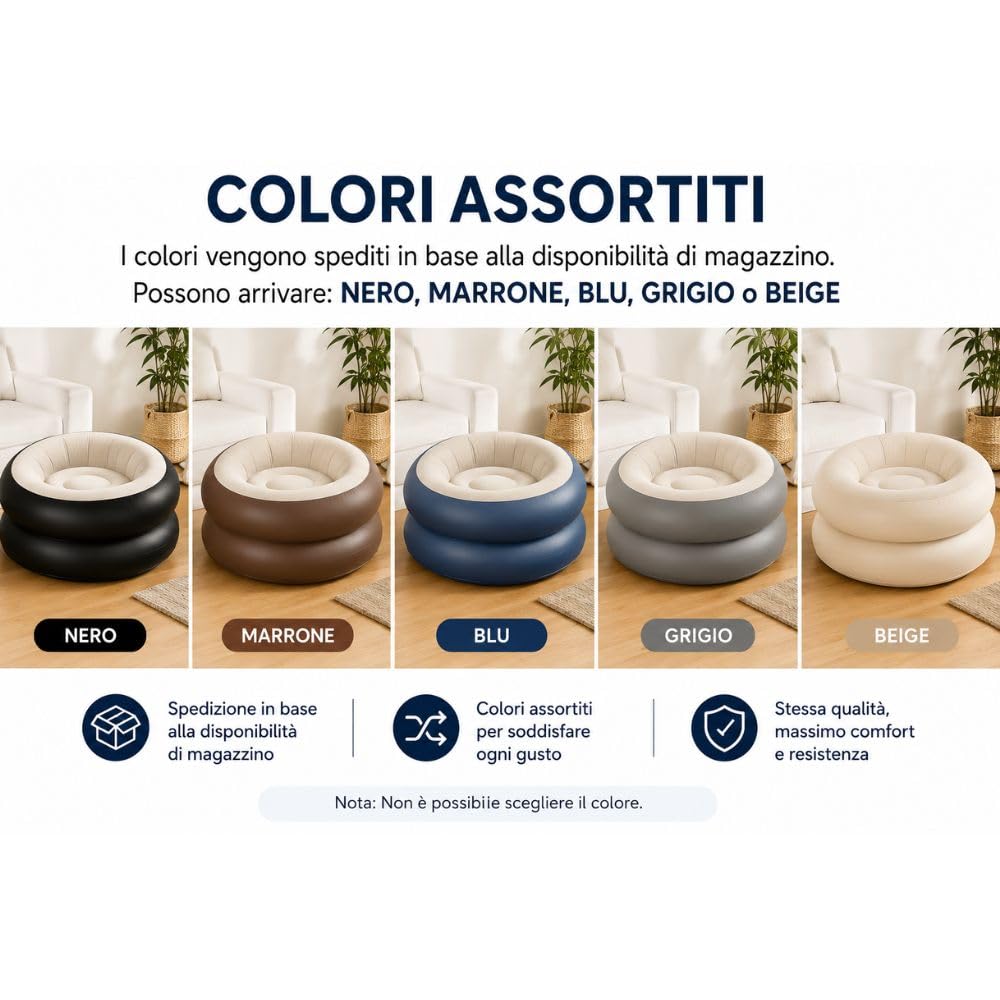 Cecaro Group poltrona gonfiabile 100 kg interni esterni assortita