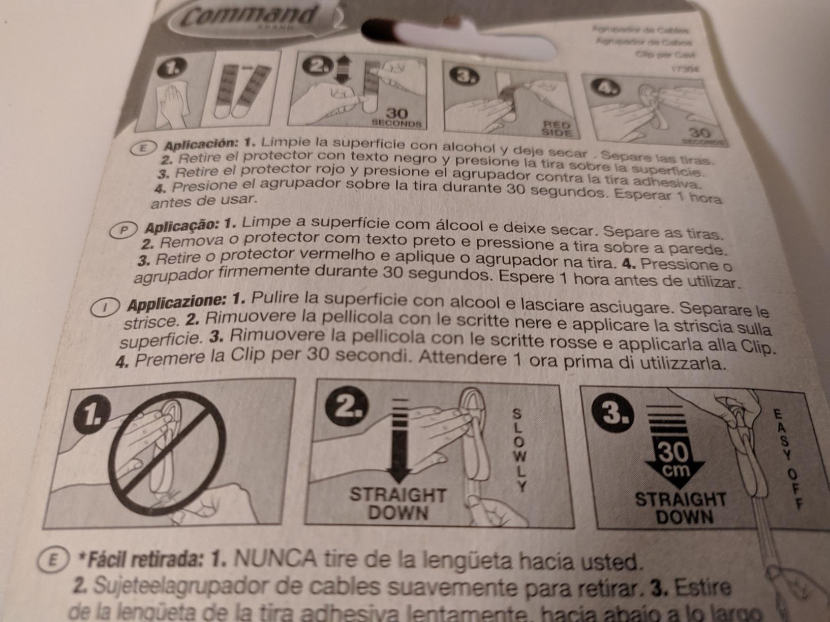 Command 17060 gancio portacavi bianco 2 pezzi senza forare