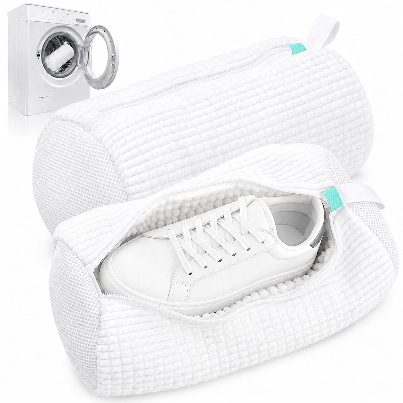 Quelcc Sacchetto Lavatrice Scarpe Bianco 2 Pezzi 39x19 cm