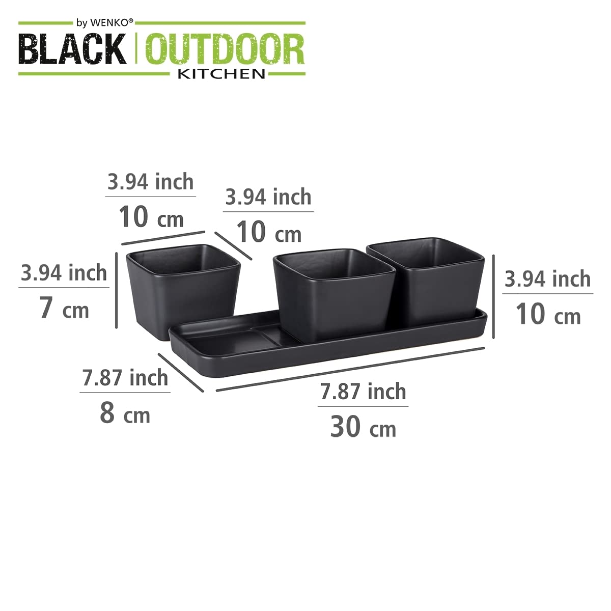 Wenko Black Outdoor Kitchen set ciotole snack 4 pezzi nero