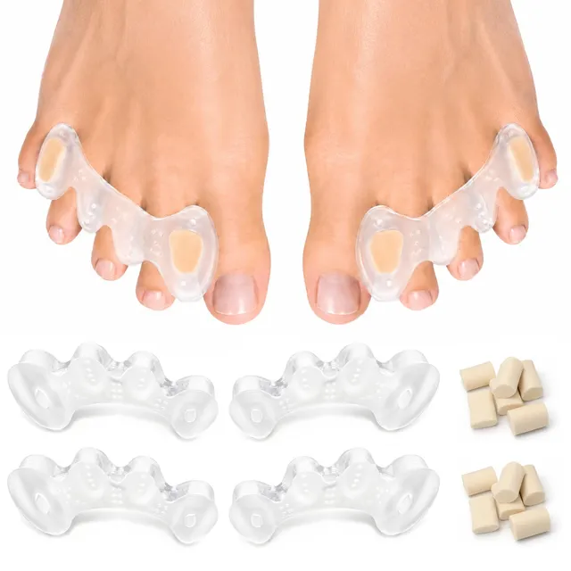 Quelcc Separatori Dita Piedi Silicone 4 Pezzi con Inserti S M L