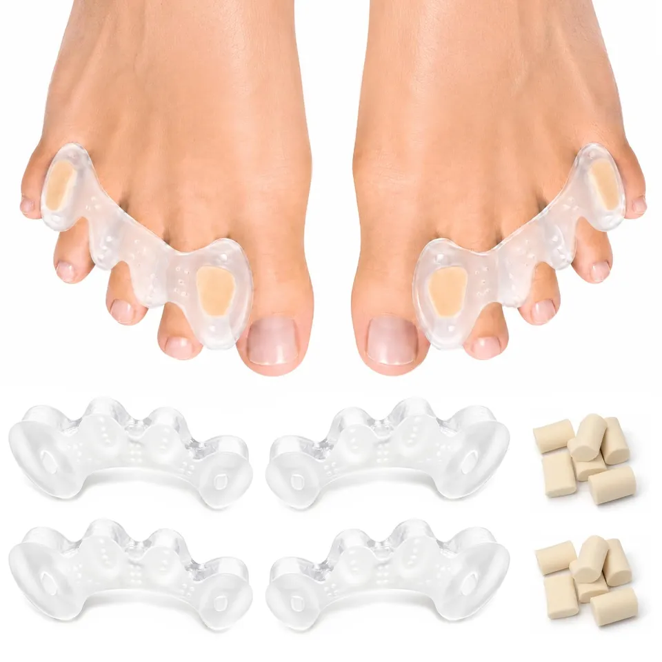 Quelcc Separatori Dita Piedi Silicone 4 Pezzi con Inserti S M L