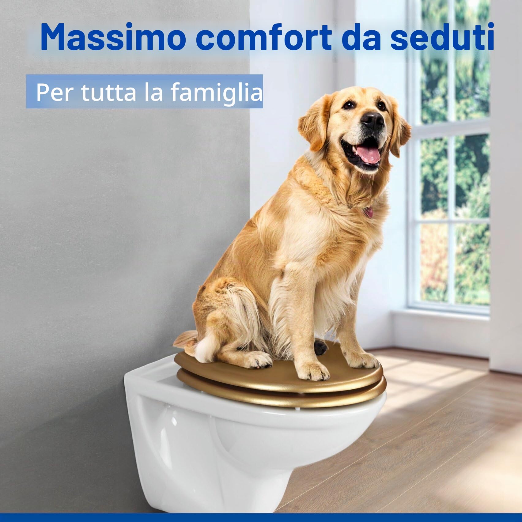Wenko Aldeno copriwater MDF oro opaco 37x41 cm