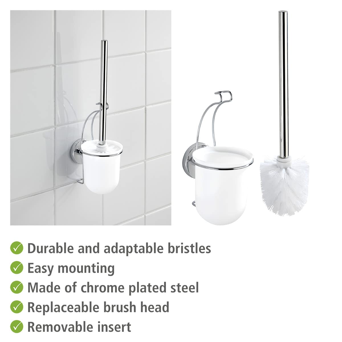 Wenko Milazzo Vacuum-Loc portascopino 12x10x36,5 cm cromo