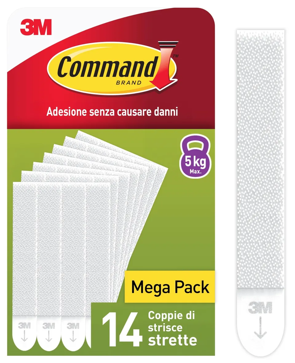 Command Appendiquadri Strette strisce adesive 14 paia bianche
