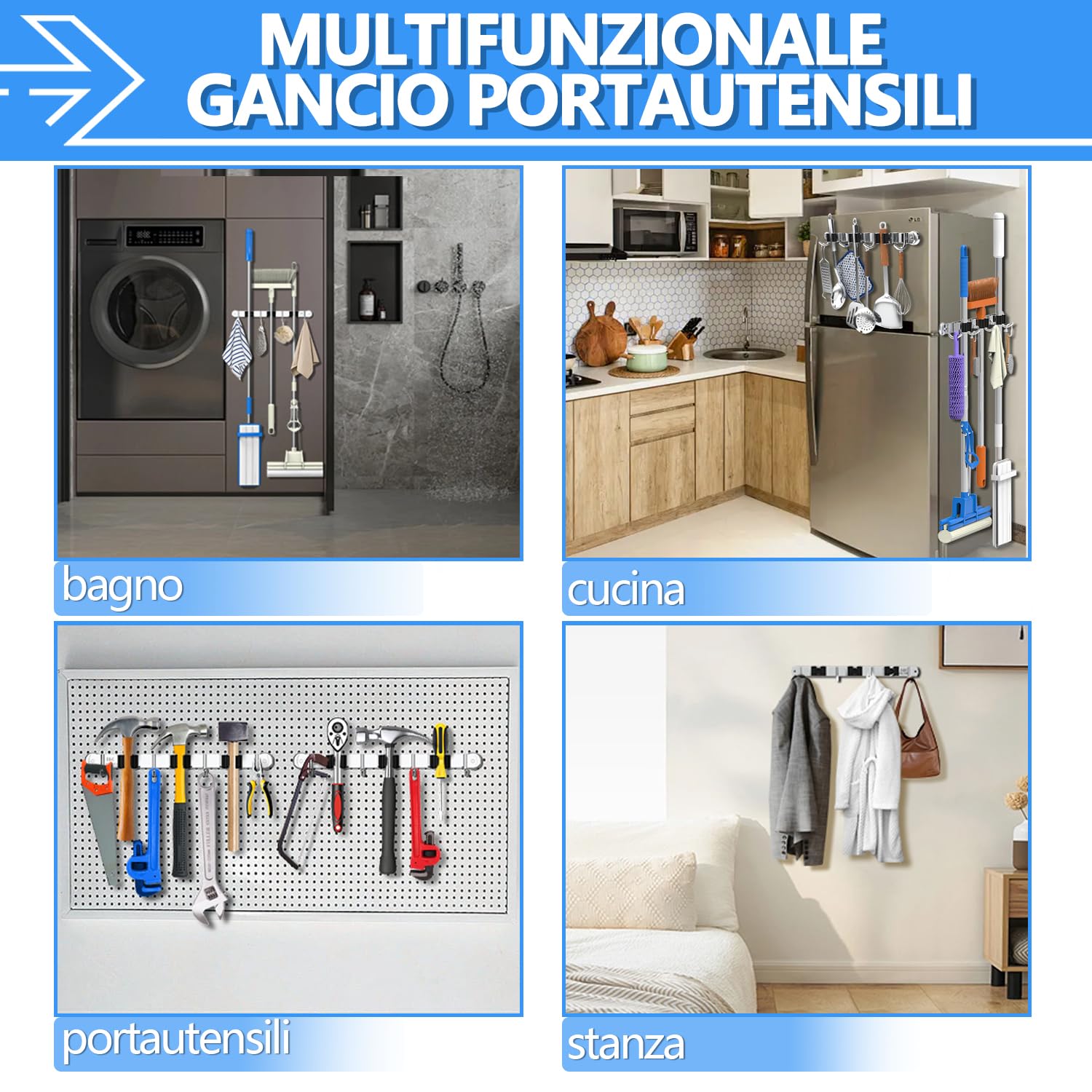 3-H Magnetico 36cm portascope muro 2 pezzi inox 20kg