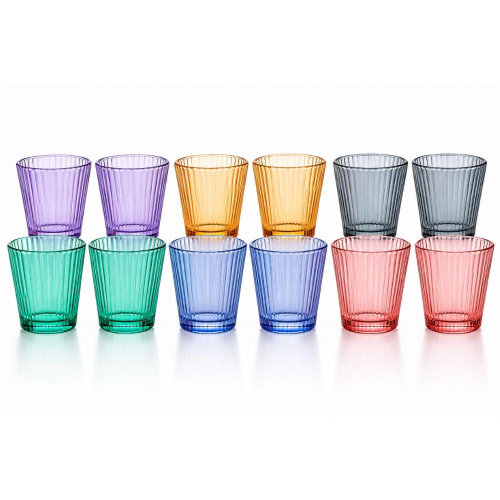 Cecaro Group Serie Color set 12 bicchieri vetro 210 ml rigati