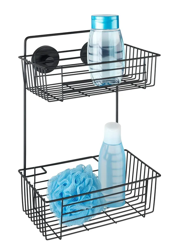 Wenko Bari Vacuum-Loc cesto bagno doppio nero senza forare