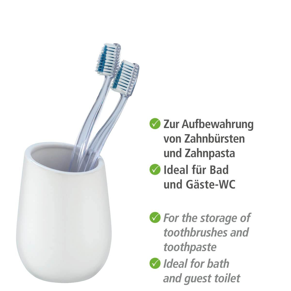WENKO Badi bicchiere portaspazzolini ceramica bianco