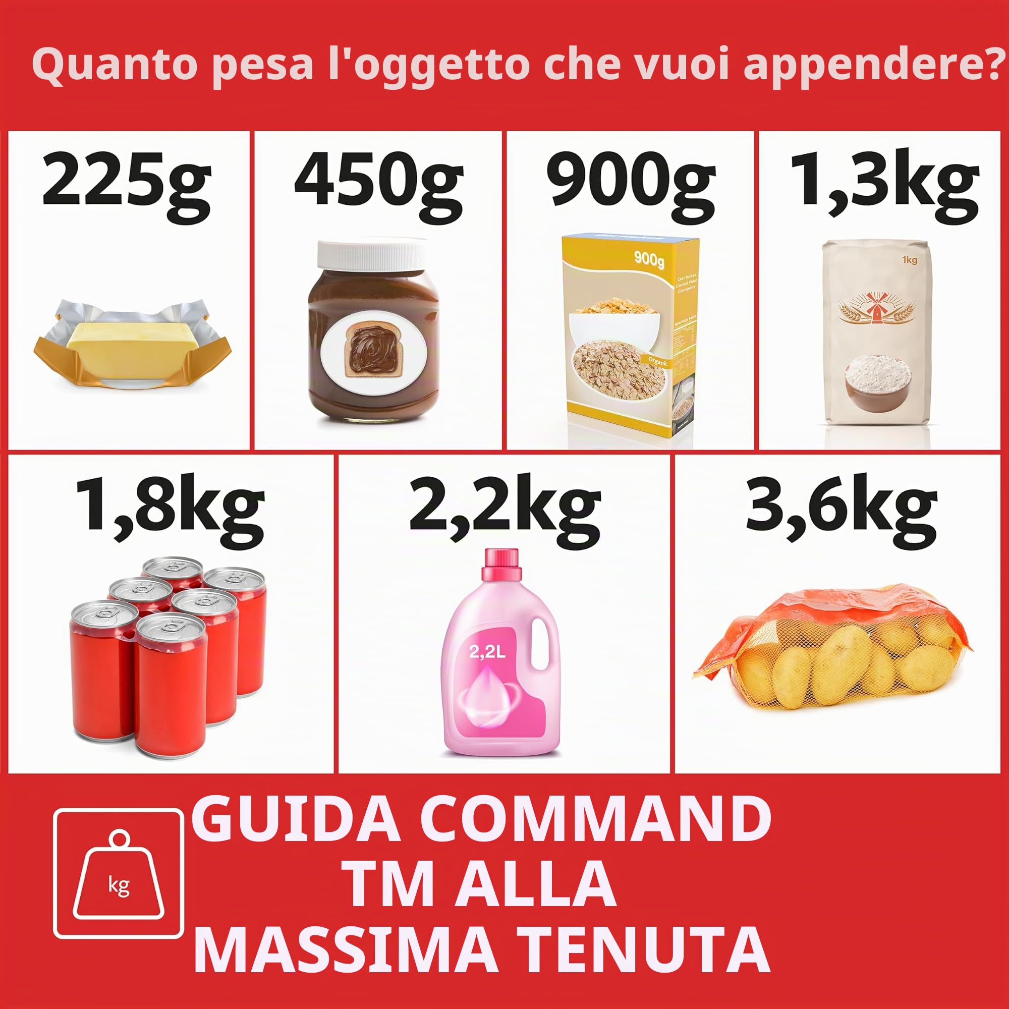 Command ganci multiuso grandi bianchi 7 pezzi portata 2,2 kg