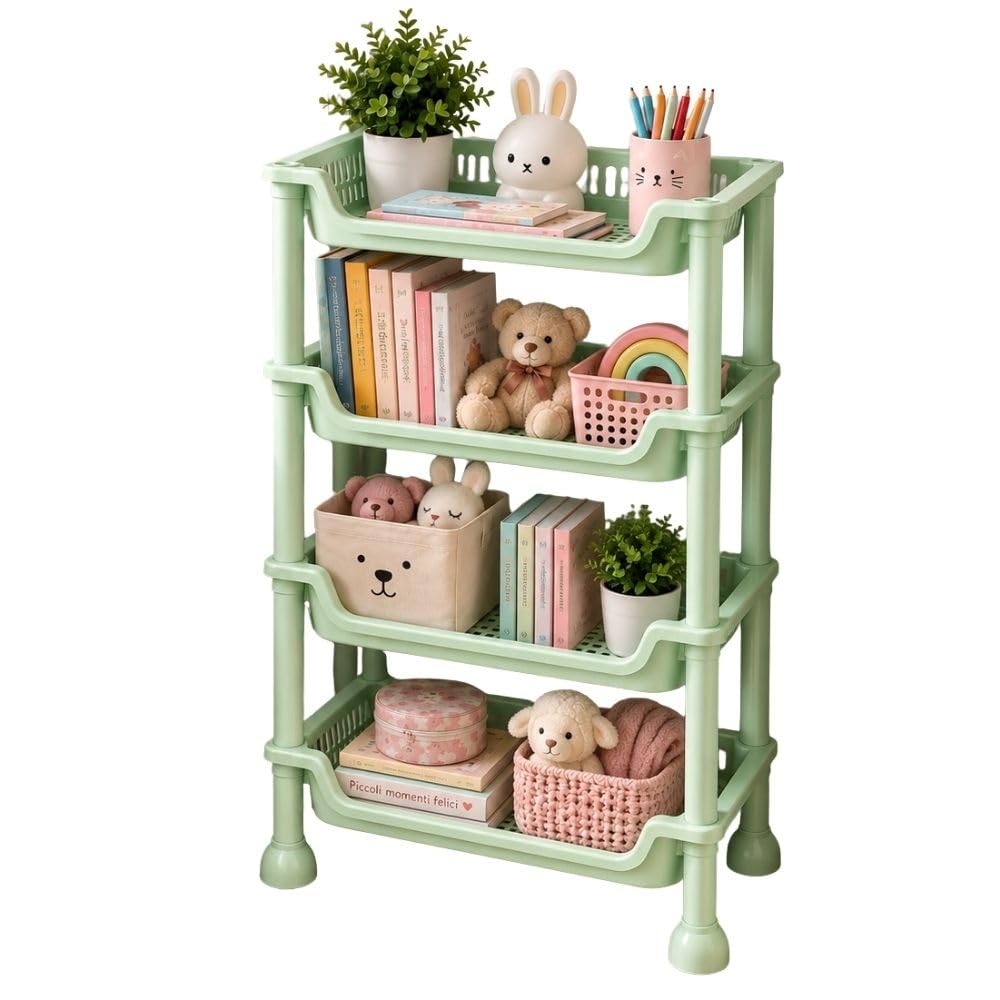 Cecaro Group Scaffale 4 Ripiani Plastica Verde Salvaspazio