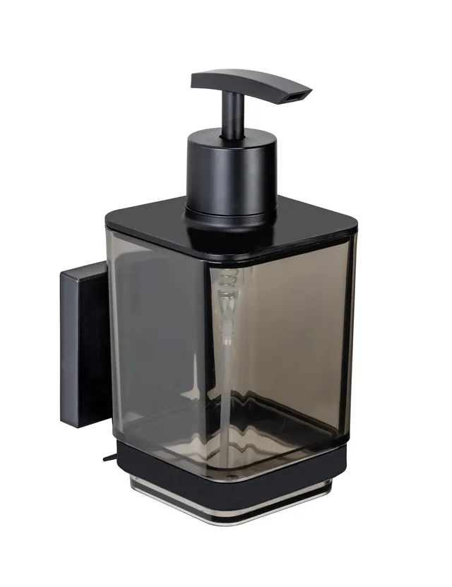 Wenko Vacuum-Loc Quadro Dispenser Sapone Nero 340 ml