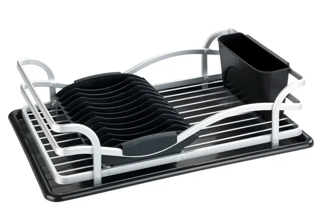 Wenko Alu scolapiatti alluminio 46,5 cm argento nero