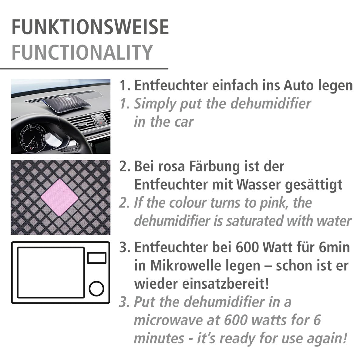 Wenko Deumidificatore Auto 120 g Set 2 Pezzi con indicatore