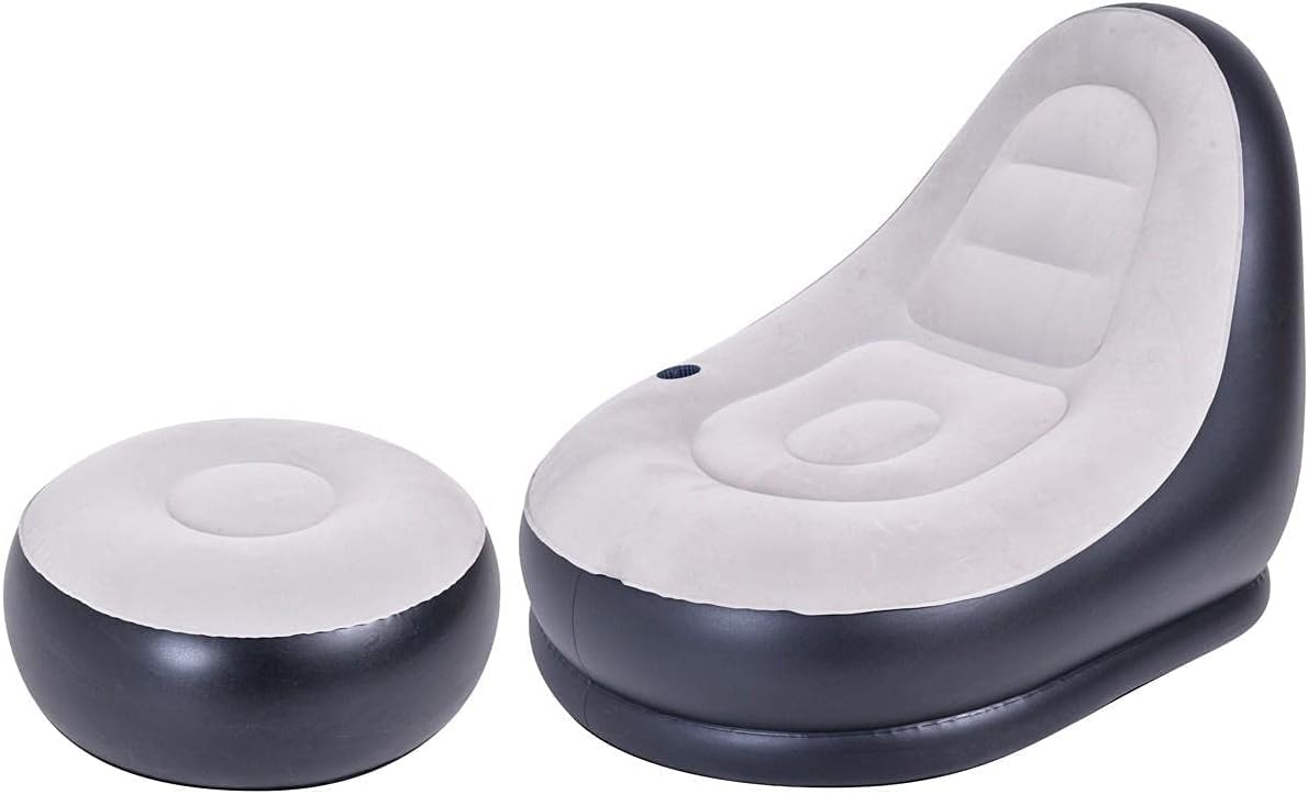 Cecaro Group Poltrona Gonfiabile Grigia PVC con Pouf 125 cm