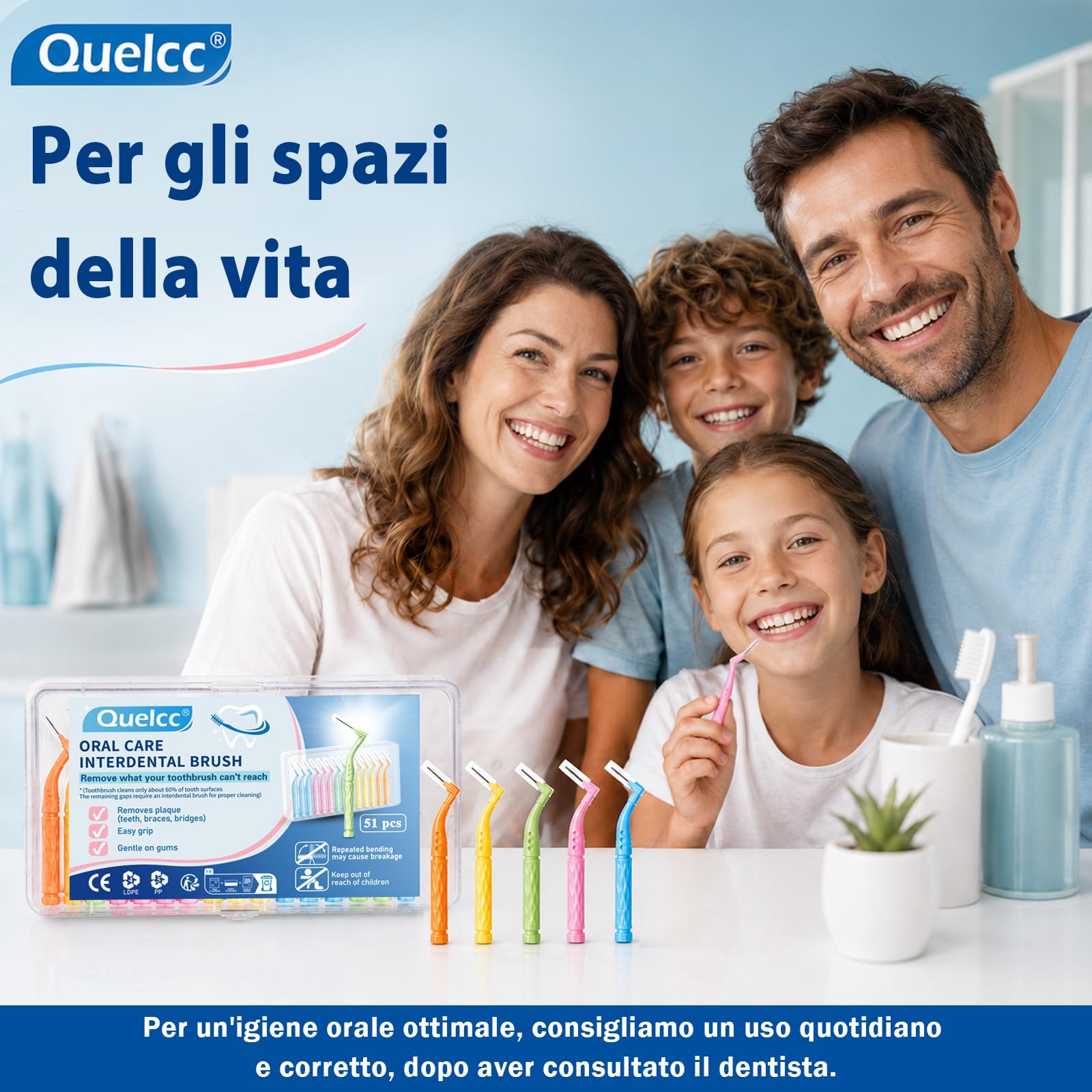 Quelcc Scovolini Interdentali a L 51 Pezzi 5 Misure
