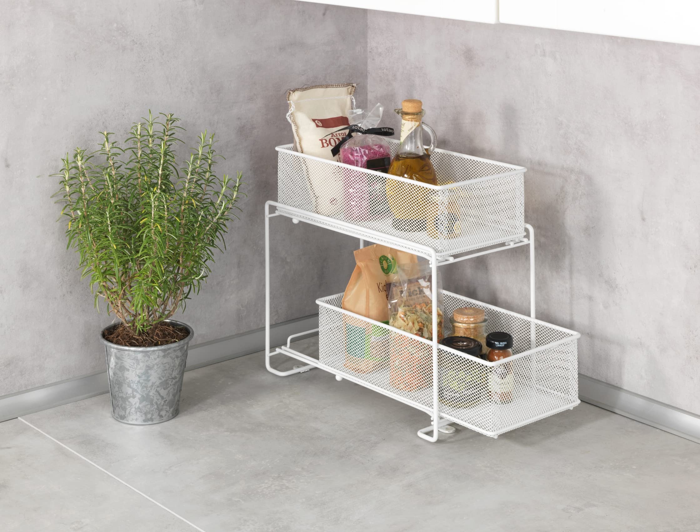 Wenko Gioma scaffale divisorio bianco 2 cestelli metallo