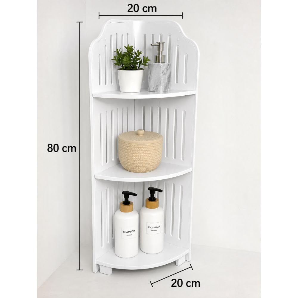 Cecaro Group Scaffale Angolare 3 Ripiani Bianco 80x20x20 cm MDF