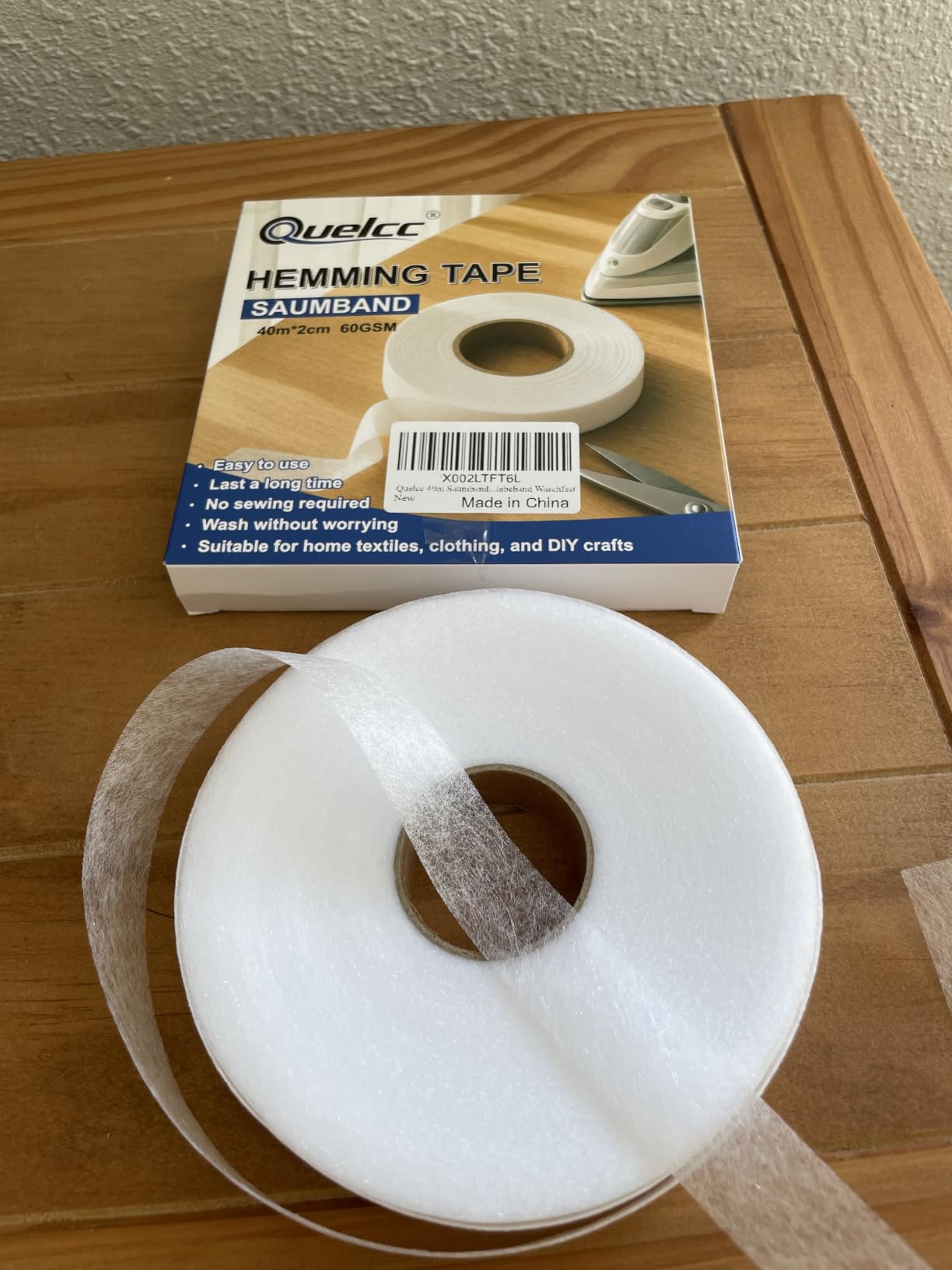 Quelcc Nastro Termoadesivo Tessuti Bianco 40 Metri 60GSM