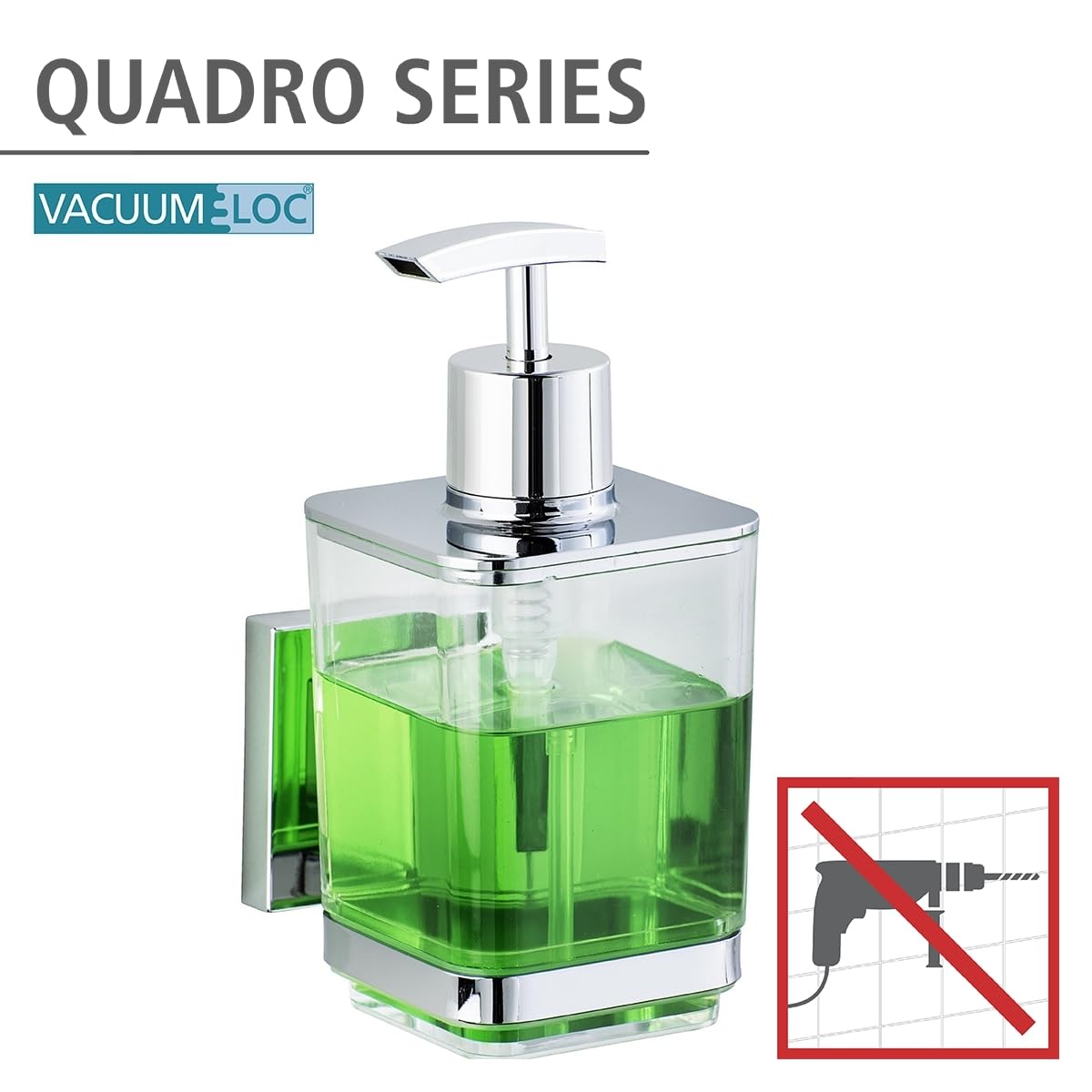 Wenko Vacuum-Loc Quadro dispenser sapone acciaio 330 ml