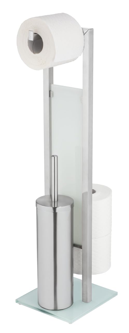 Wenko Rivalta set WC da terra acciaio argento 18x70x23